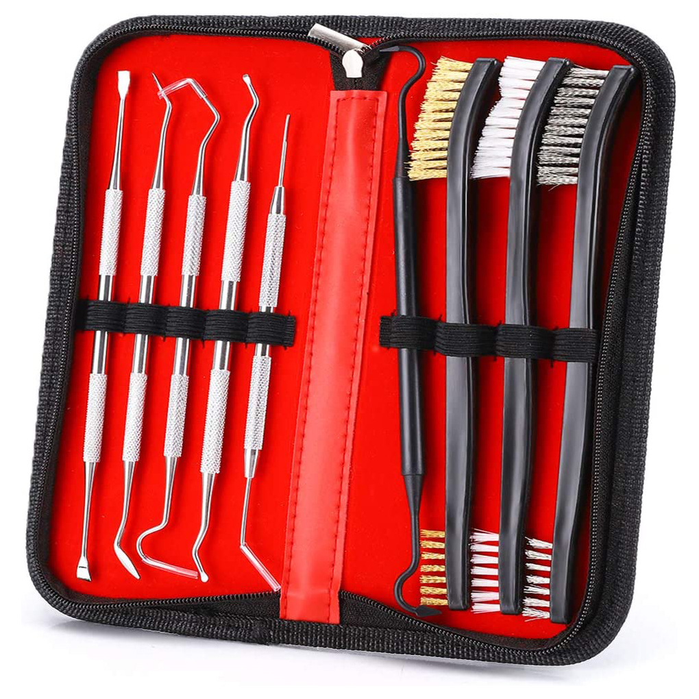 GK39 9pcs universal cleaning brush kit with cloth bag