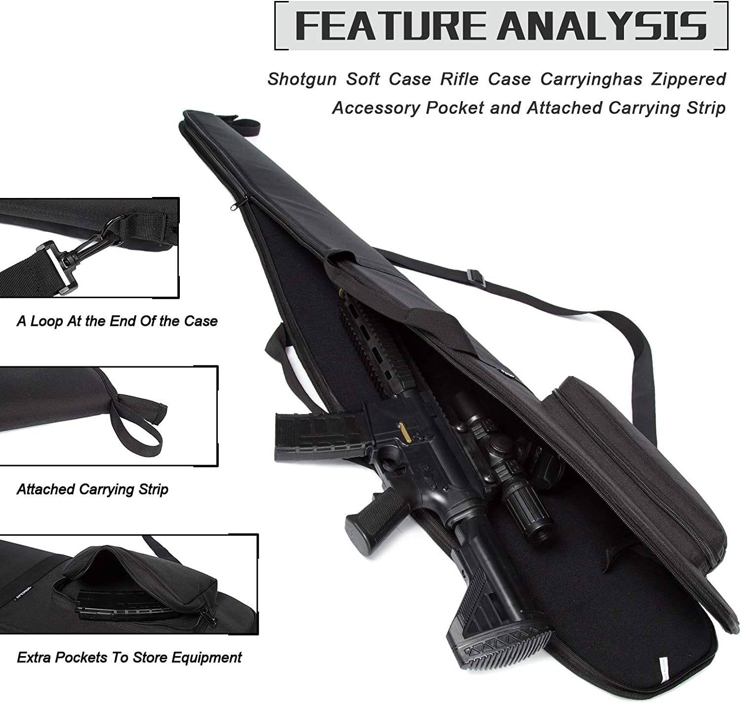 Classic Tactical Soft Rifle Case Shotgun Bag Adjustable Shoulder Strap ...