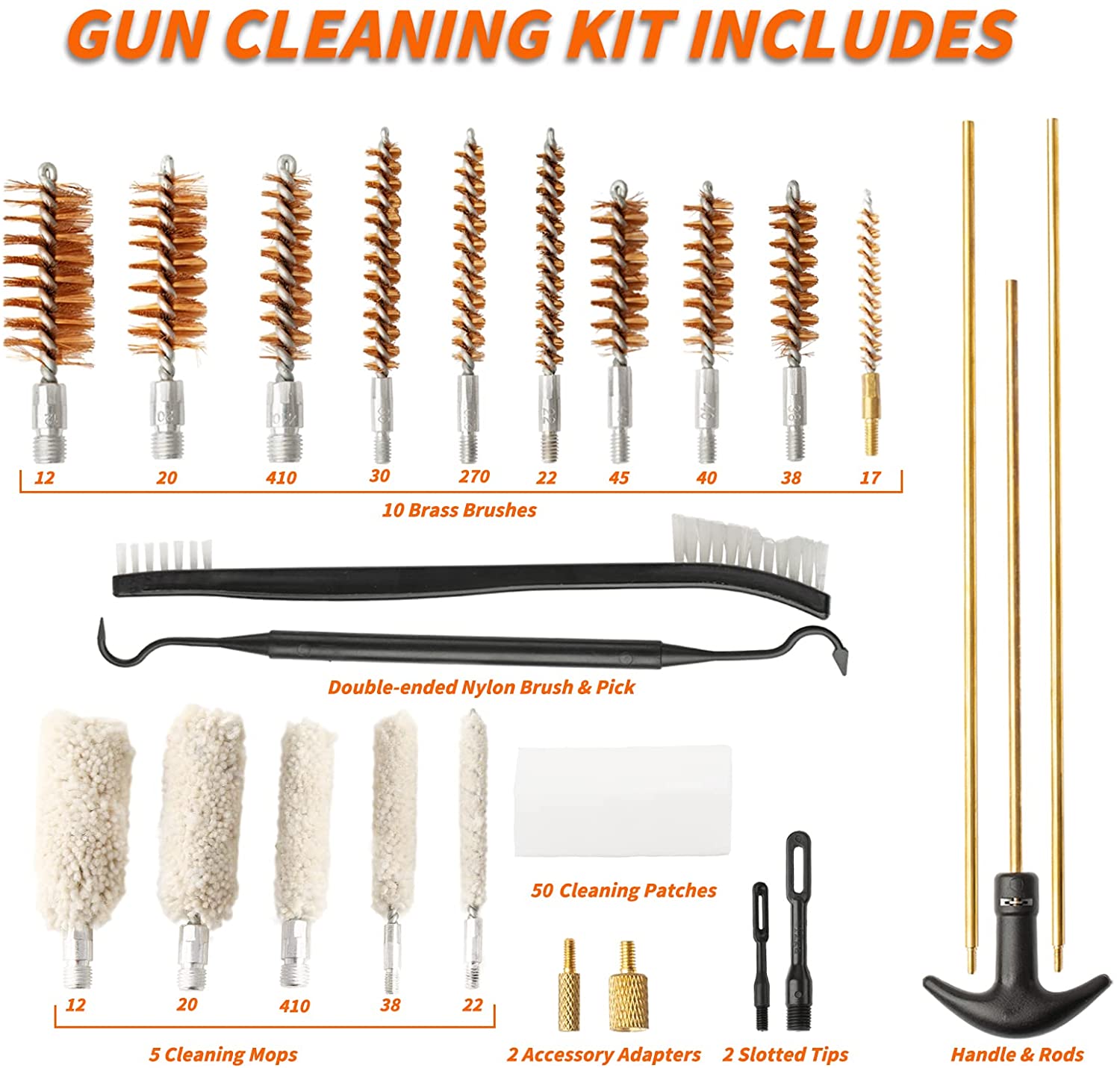 26 Pcs Airgun Rife Pistol Shotgun Universal Brass Gun Cleaning Kits