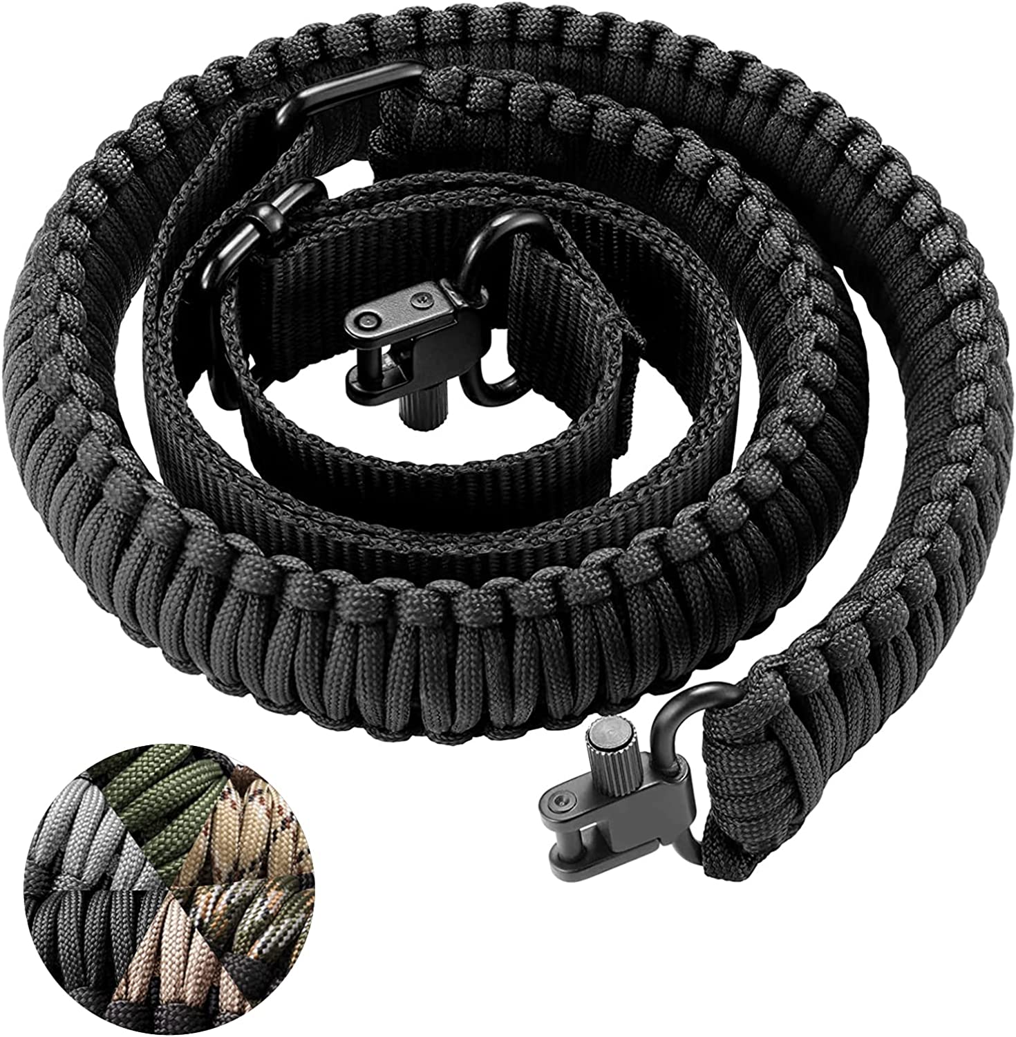 Rifle Sling 550 Paracord Sling 2 Point Sling with Tri-Lock Swivel Rifle Paracord Strap for Hunting and Outdoor