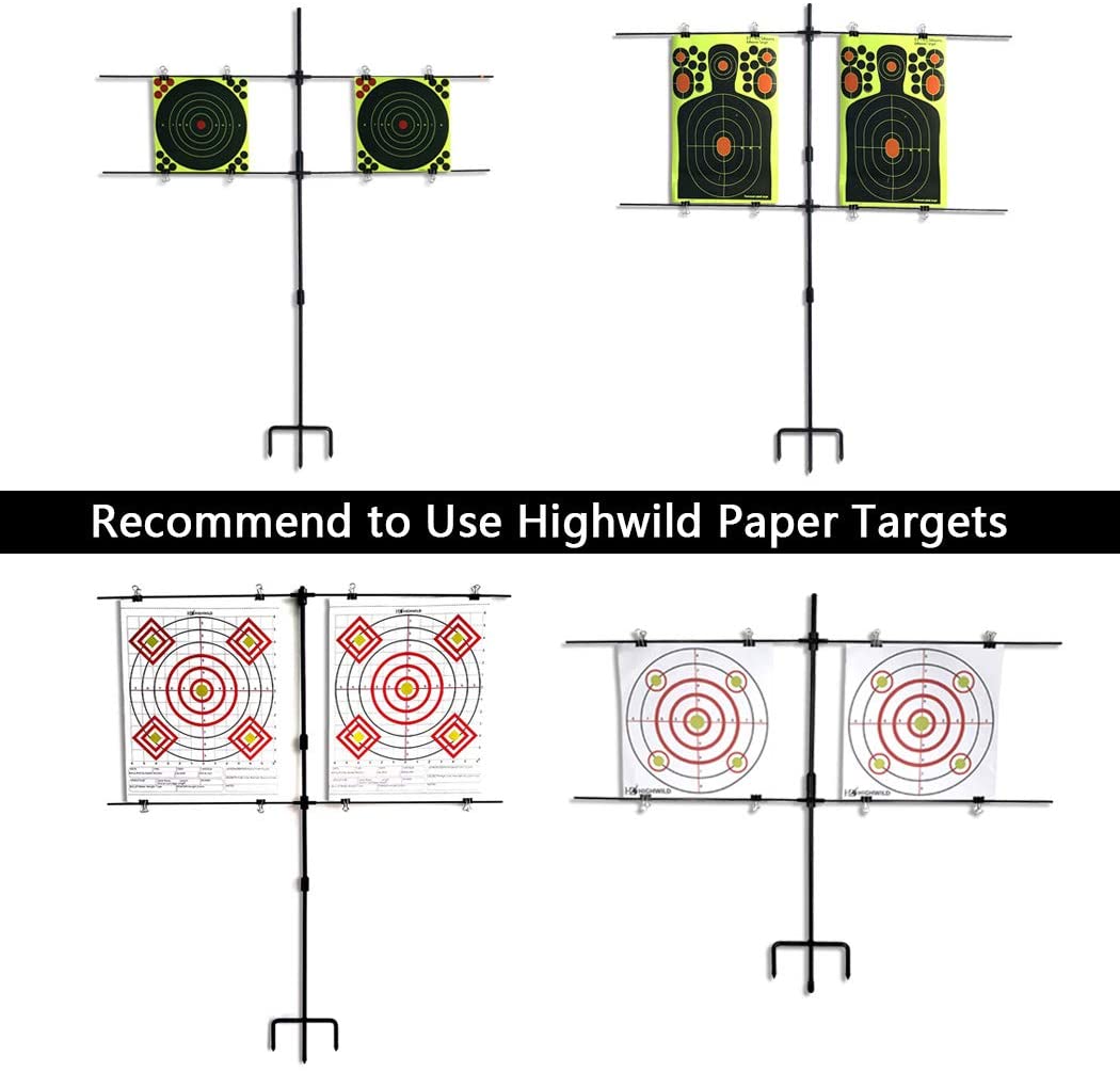 Adjustable Paper Target Stand, Frame with 8 Clips Clear Bullseye Targets Sheet for Shooting