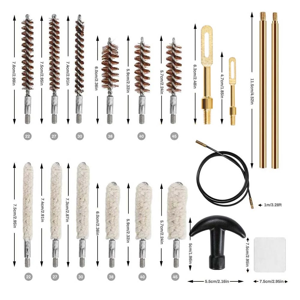 Gun Cleaning Kit-Barrel Cleaning Tools for Rifle-Shotgun-Handgun Include Gun Brushes, Gun Brass Slotted Tip 